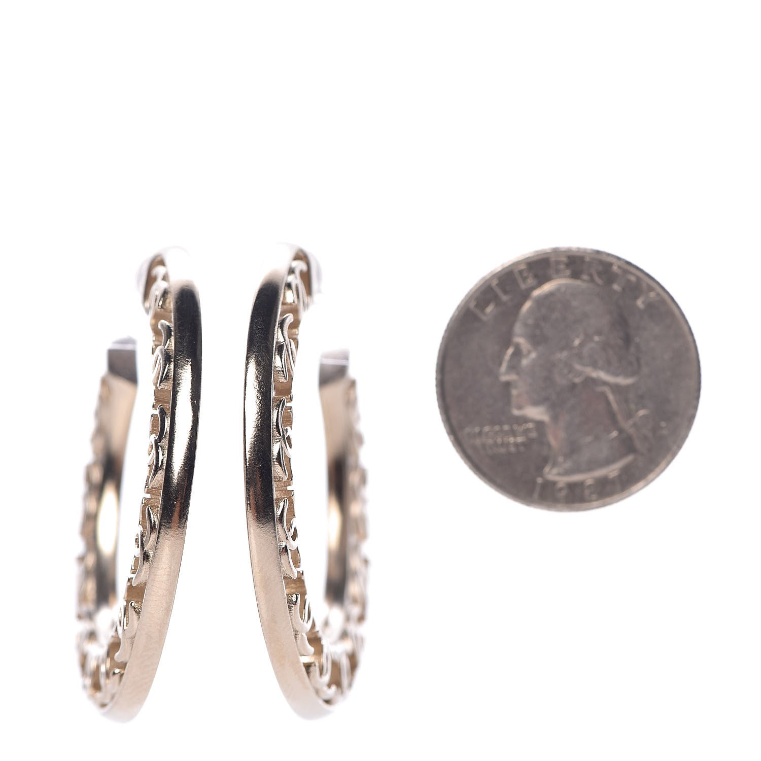 Chanel CC Hoop Earrings Gold 2 of 5