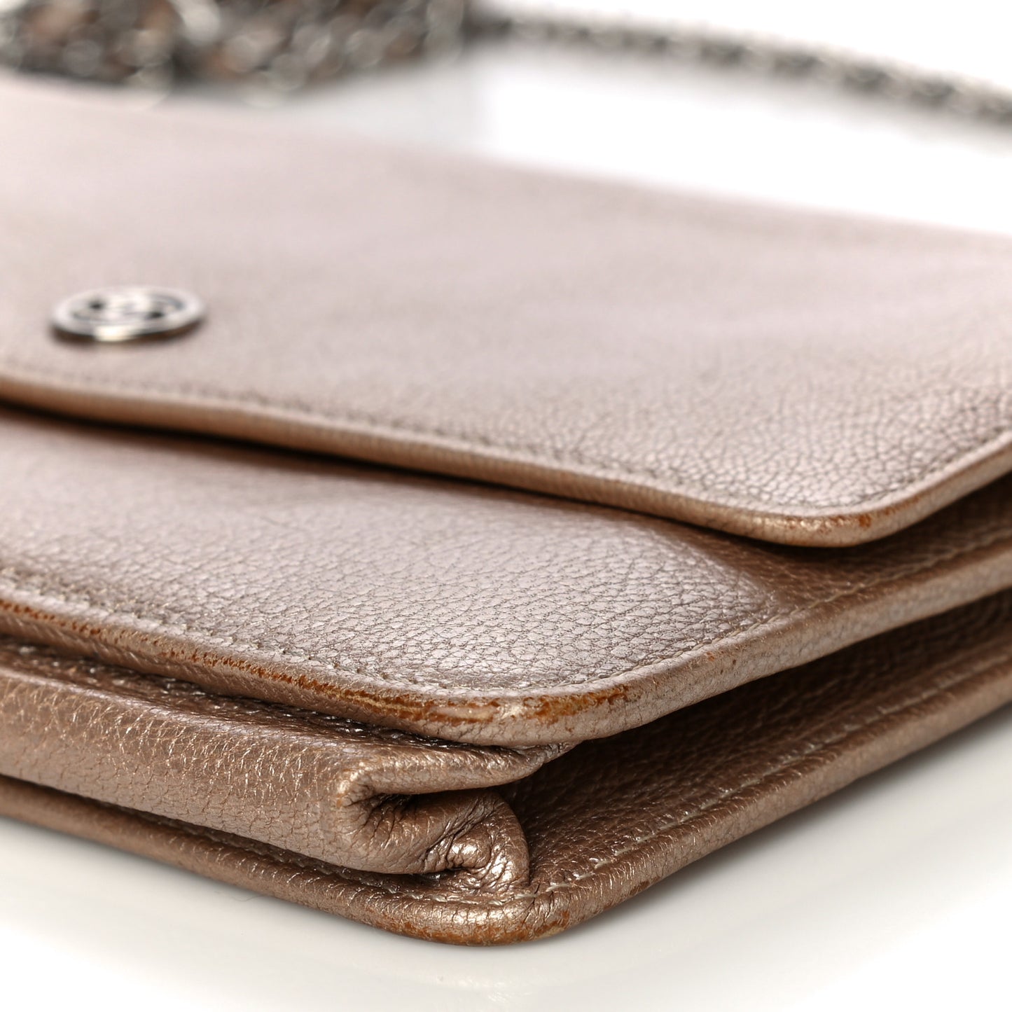 Metallic Goatskin Wallet On Chain WOC Gold