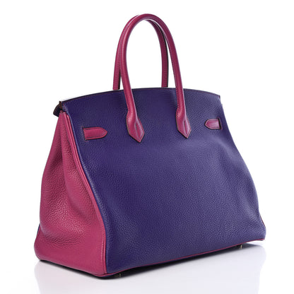 Hermes Togo Bi-Color Horseshoe Birkin 35 Iris Tosca 3 of 18