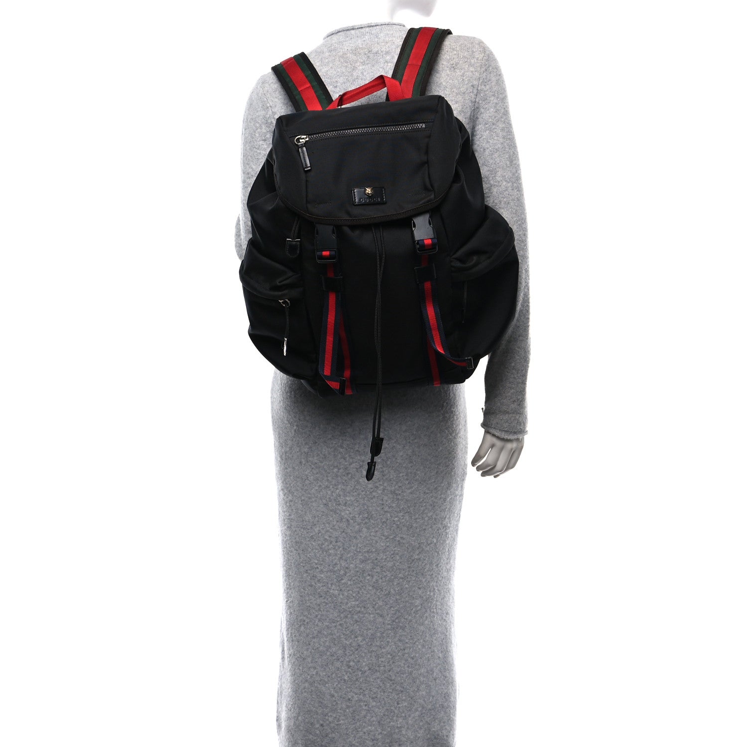 Gucci Techno Canvas Web Double Buckle Backpack Black 2 of 10