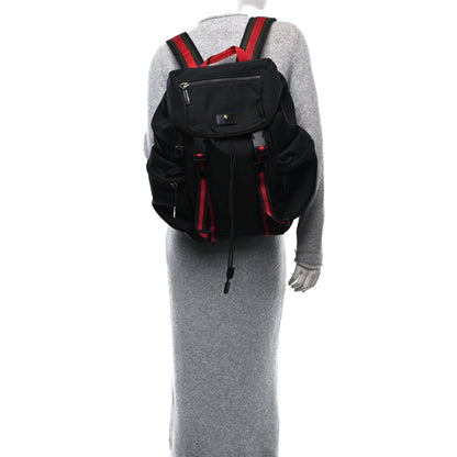 Gucci Techno Canvas Web Double Buckle Backpack Black 2 of 10