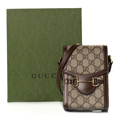 Gucci GG Supreme Monogram Mini Horsebit 1955 Crossbody Bag Beige Brown Sugar 8 of 8