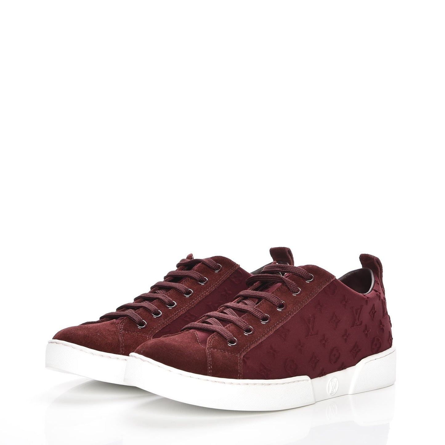 Neoprene Suede Embossed Monogram Stellar Low Top Sneakers 35 Burgundy