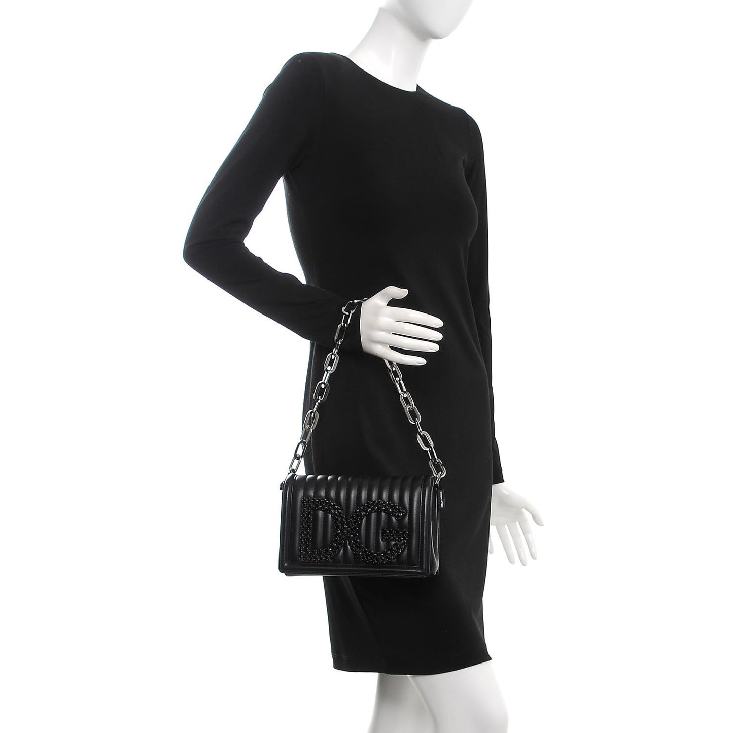Nappa Quilted DG Shoulder Bag Black