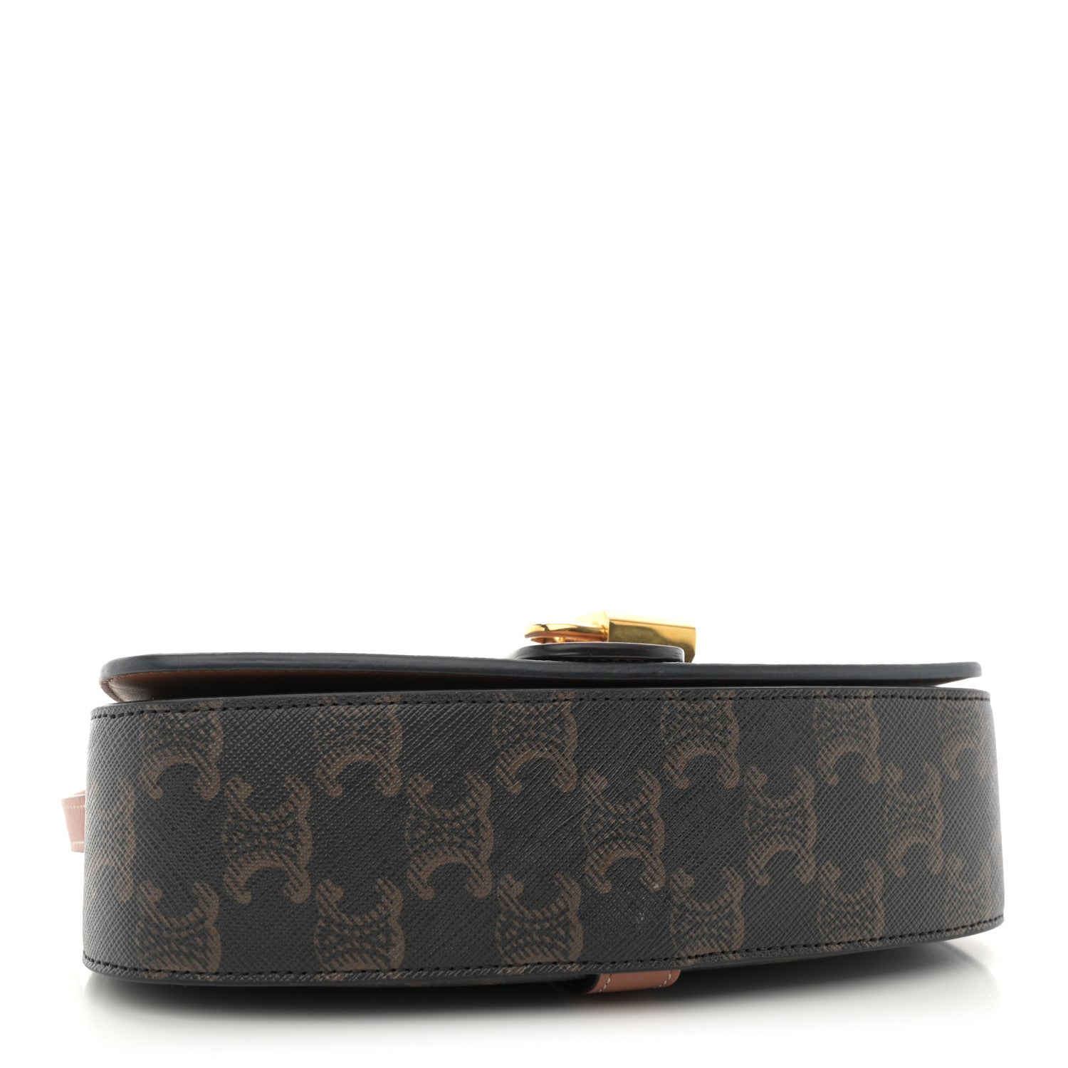 Celine Triomphe Canvas Calfskin Tabou Clutch on Strap Tan 4 of 10