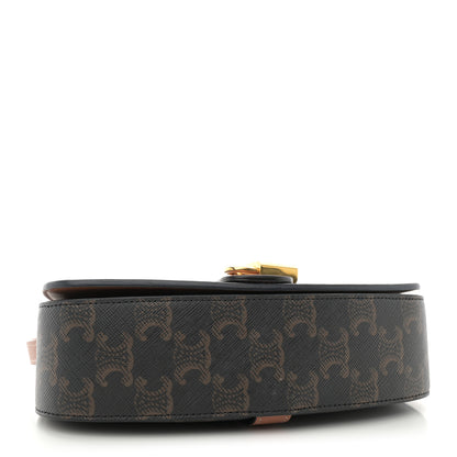 Celine Triomphe Canvas Calfskin Tabou Clutch on Strap Tan 4 of 10