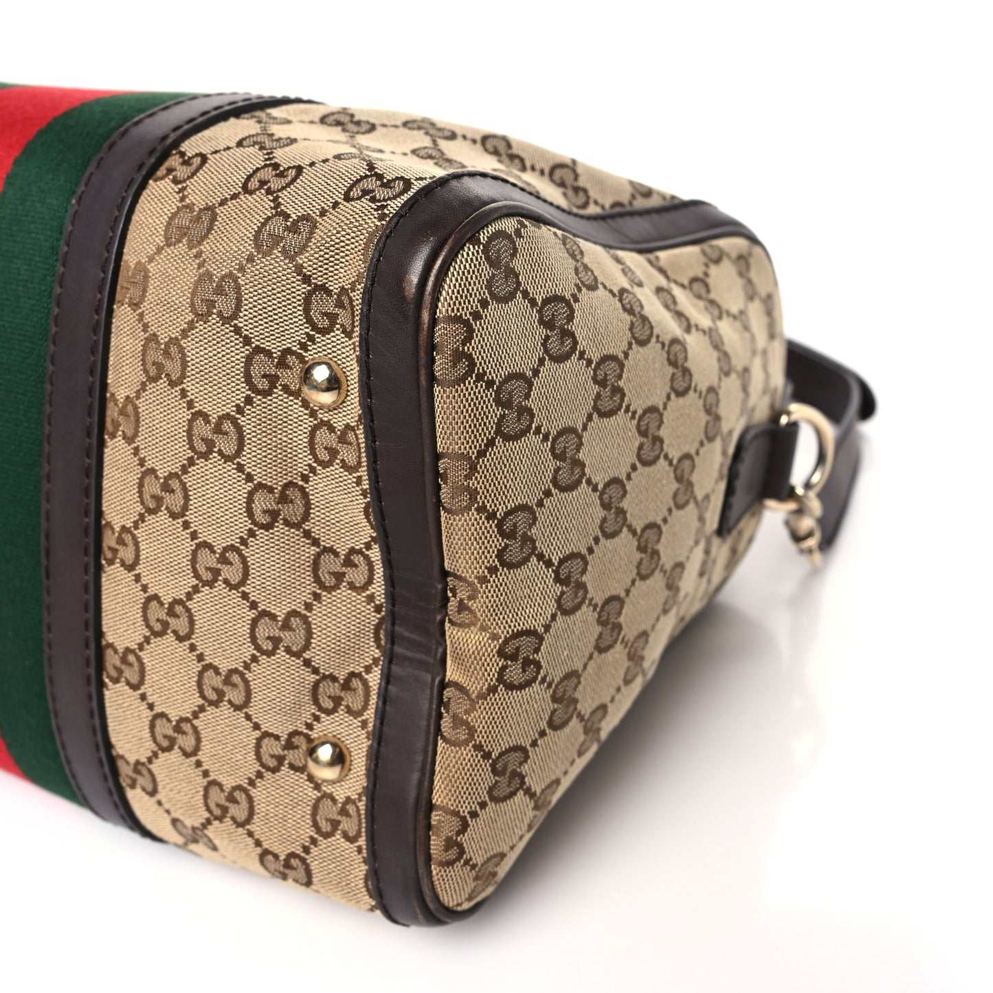 Monogram Selleria Calfskin Vintage Web Medium Boston Beige Ebony Cocoa