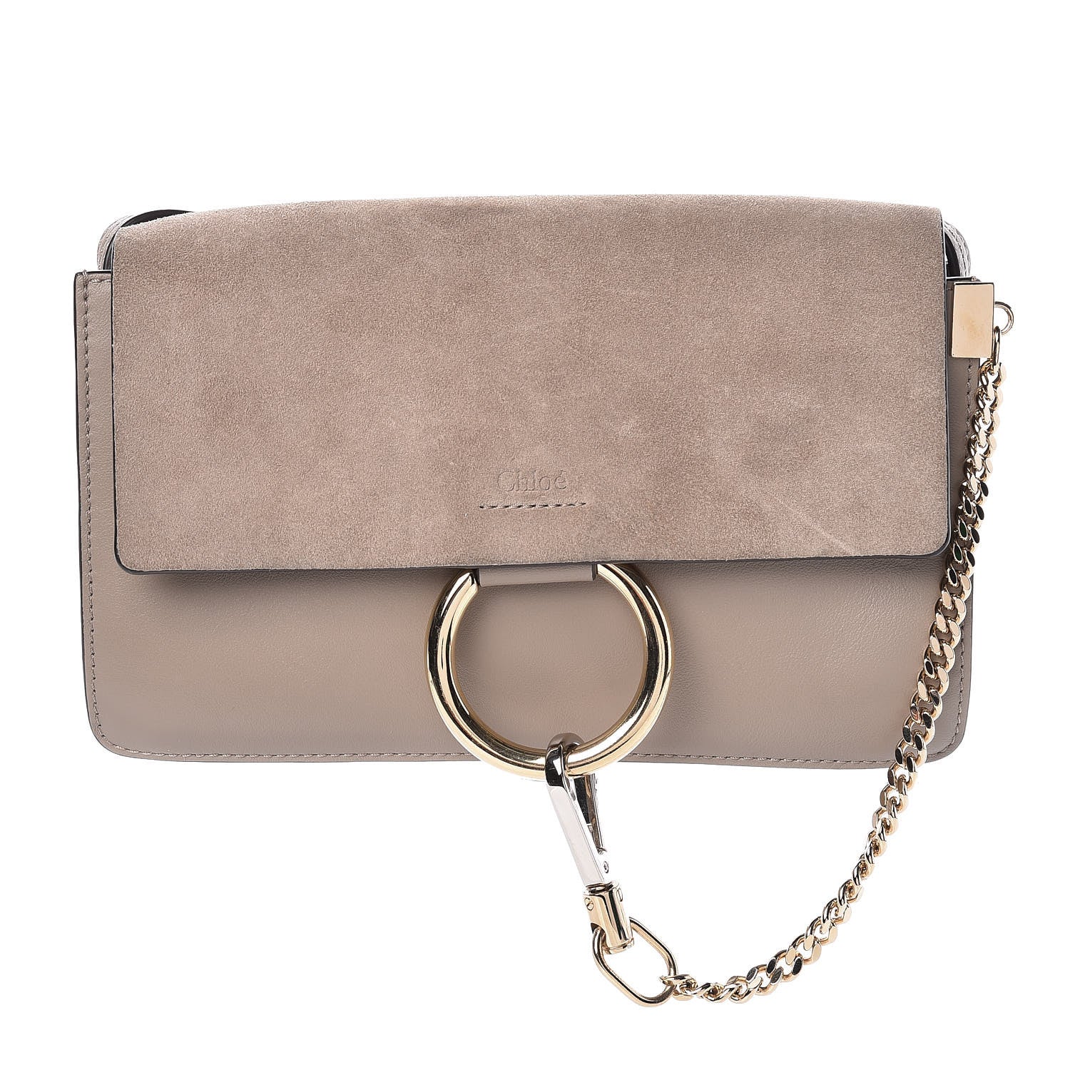Chloe Suede Calfskin Small Faye Shoulder Bag Motty Grey 1 of 10