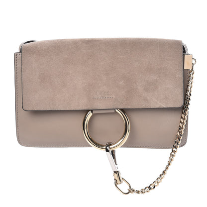 Chloe Suede Calfskin Small Faye Shoulder Bag Motty Grey 1 of 10