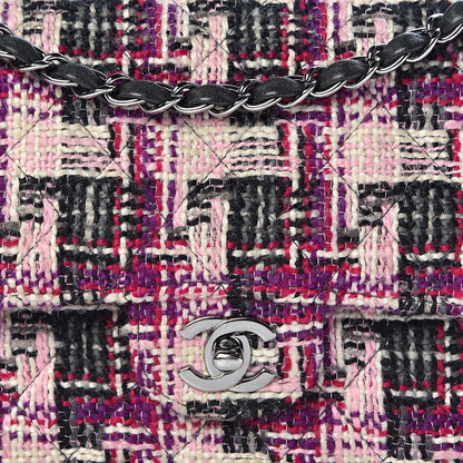 Chanel Tweed Quilted Medium Double Flap Pink Black 13 of 13