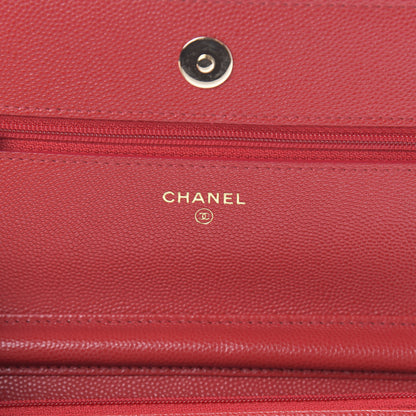 Chanel Caviar Quilted Wallet on Chain WOC Red 6 of 12