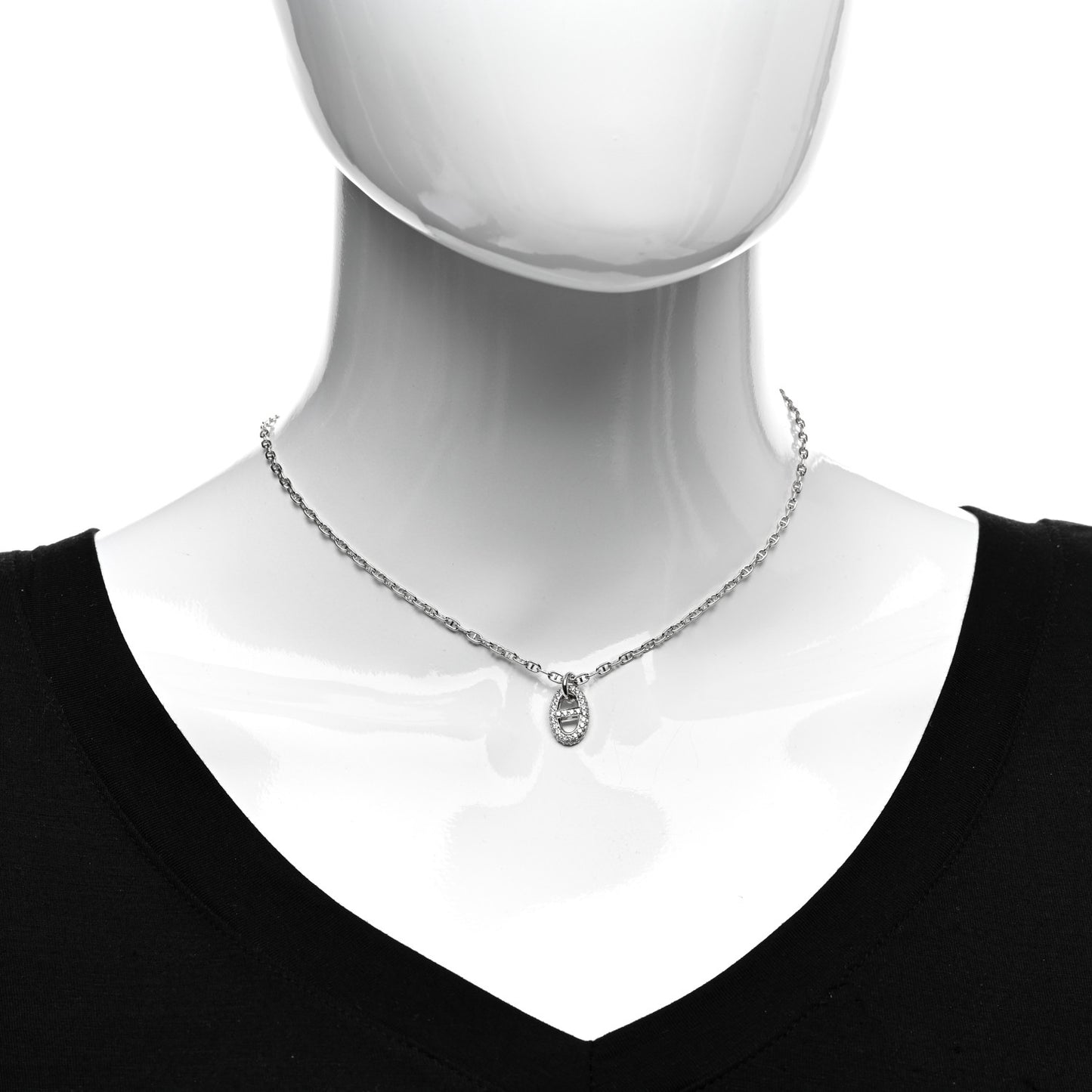 18K White Gold Diamond New Farandole Pendant Necklace ST