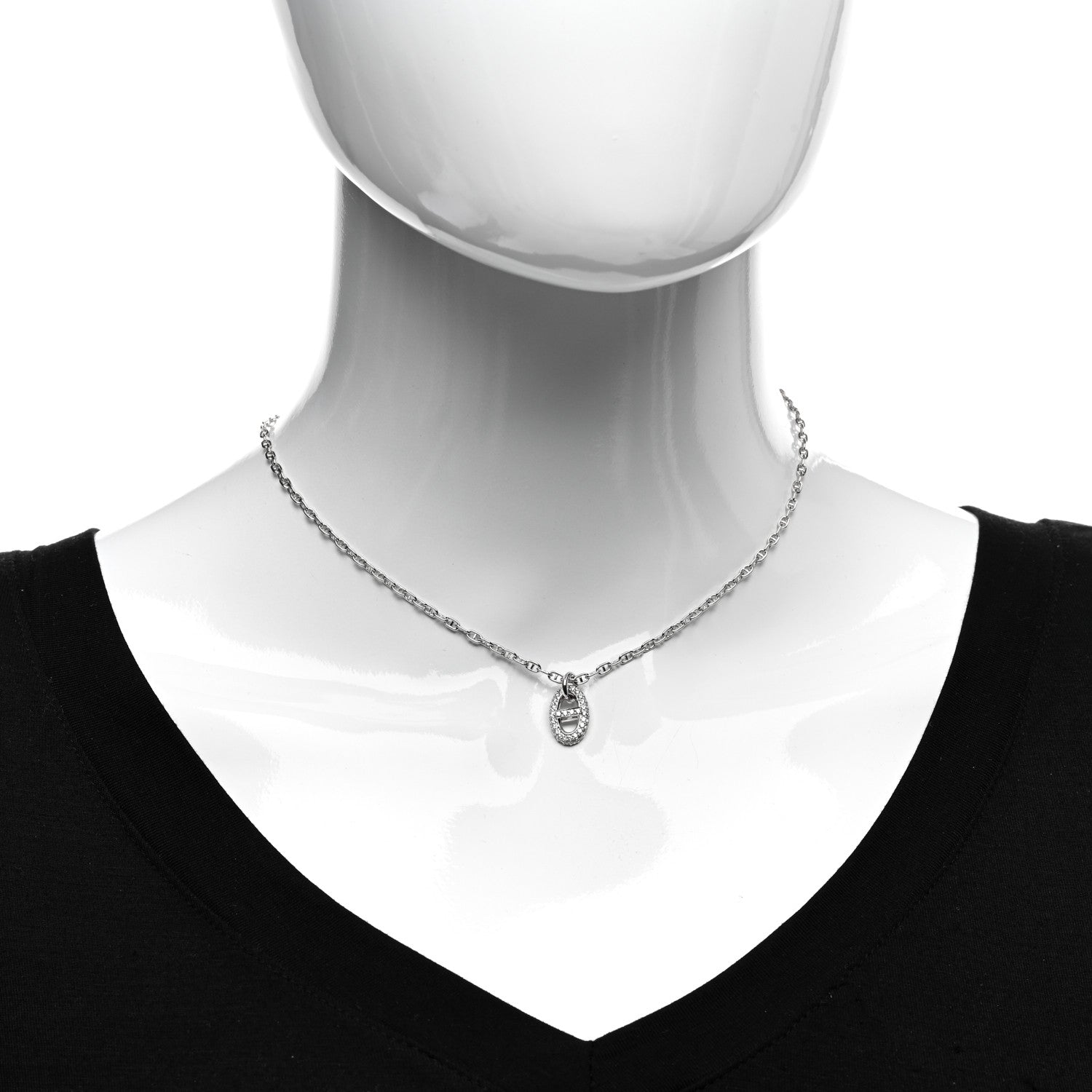 Hermes 18K White Gold Diamond New Farandole Pendant Necklace ST 2 of 5