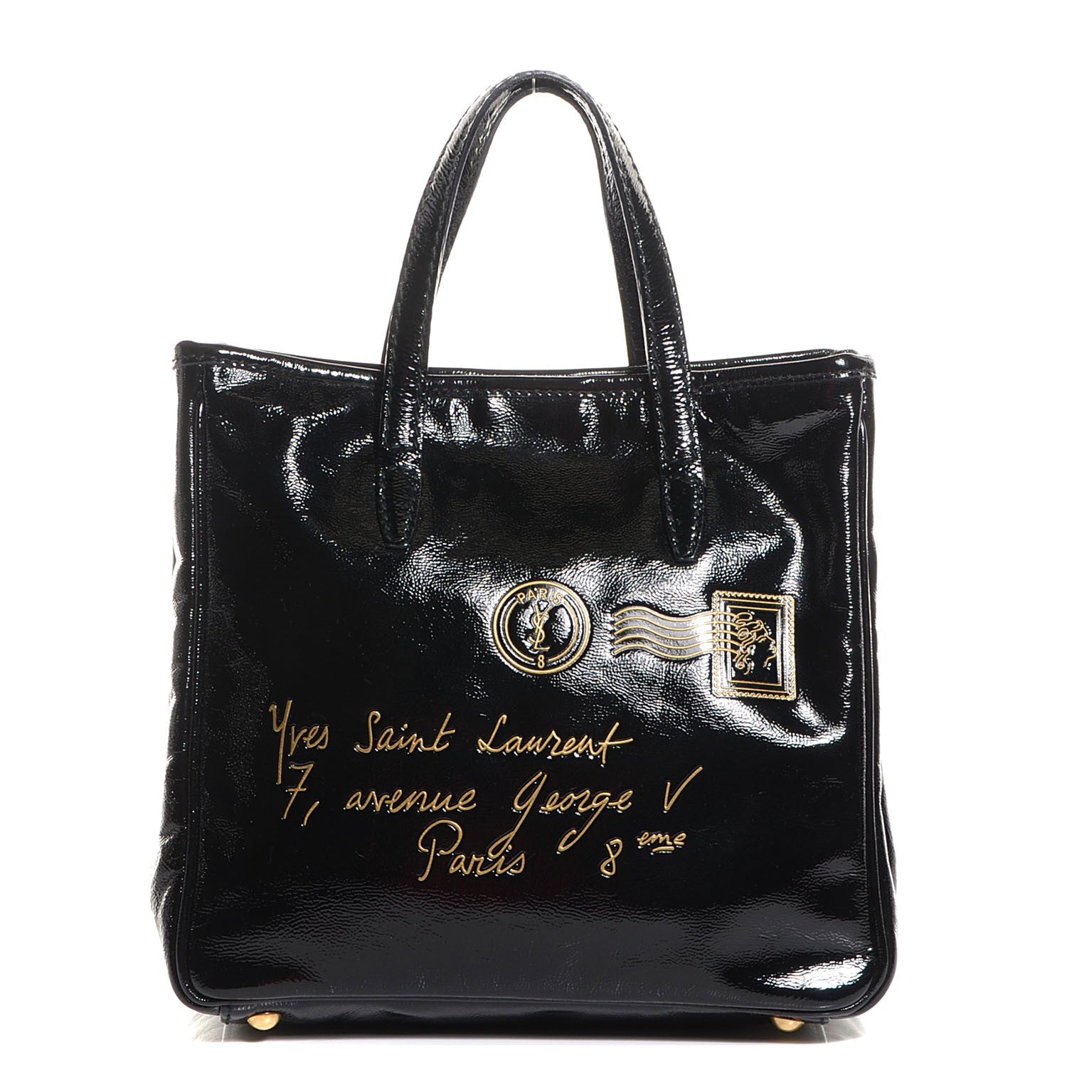 Saint Laurent Textured Patent Small Y-Mail Tote Black 1 of 7