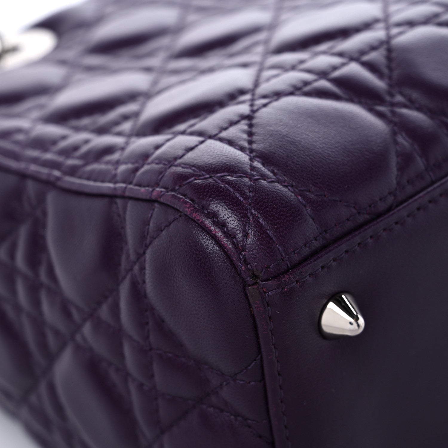 Christian Dior Lambskin Crocodile Medium Lady Dior Purple Orange 9 of 12