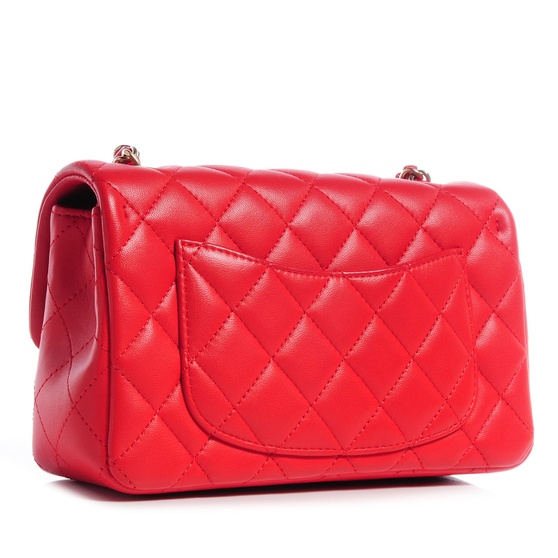 Chanel Lambskin Quilted Mini Rectangular Flap Red 3 of 8