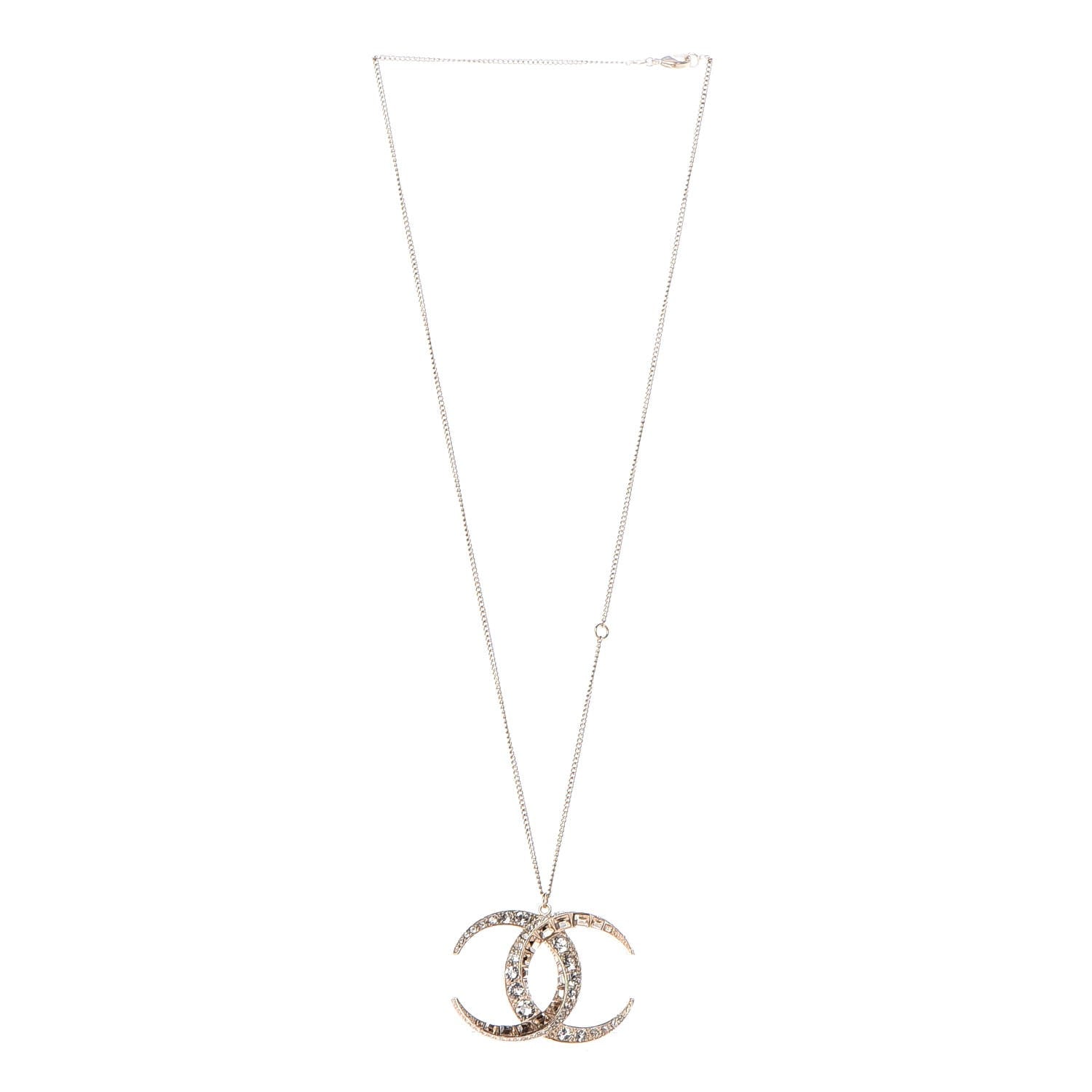 Chanel Crystal Baguette Moon CC Necklace Gold 3 of 5