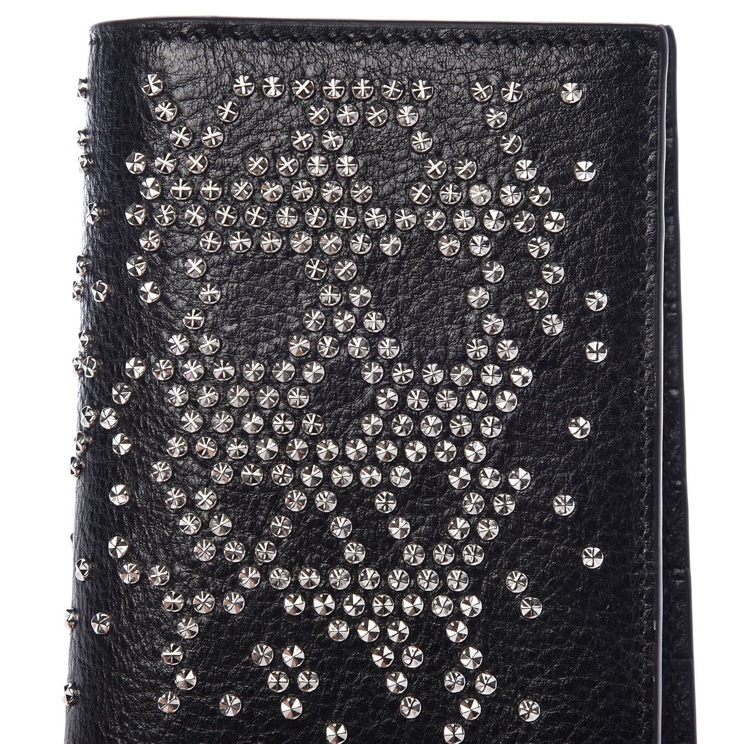 Alexander McQueen Calfskin Studded Folded Long Wallet Black 7 of 10
