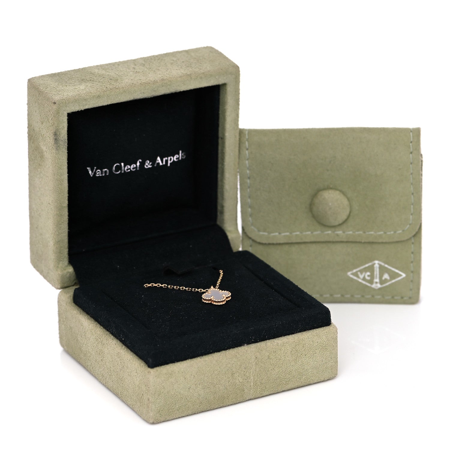 Van Cleef & Arpels 18K Yellow Gold Mother of Pearl Sweet Alhambra Pendant Necklace 8 of 8
