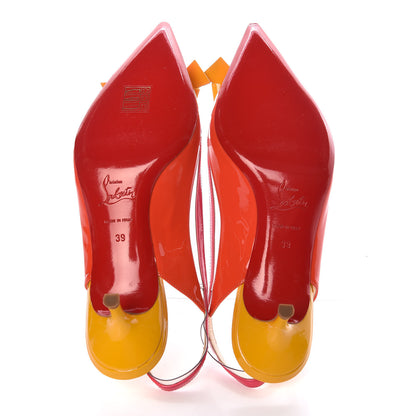 Christian Louboutin Patent PVC Suspenodo Sling 45 Pumps 39 Papaye 5 of 7