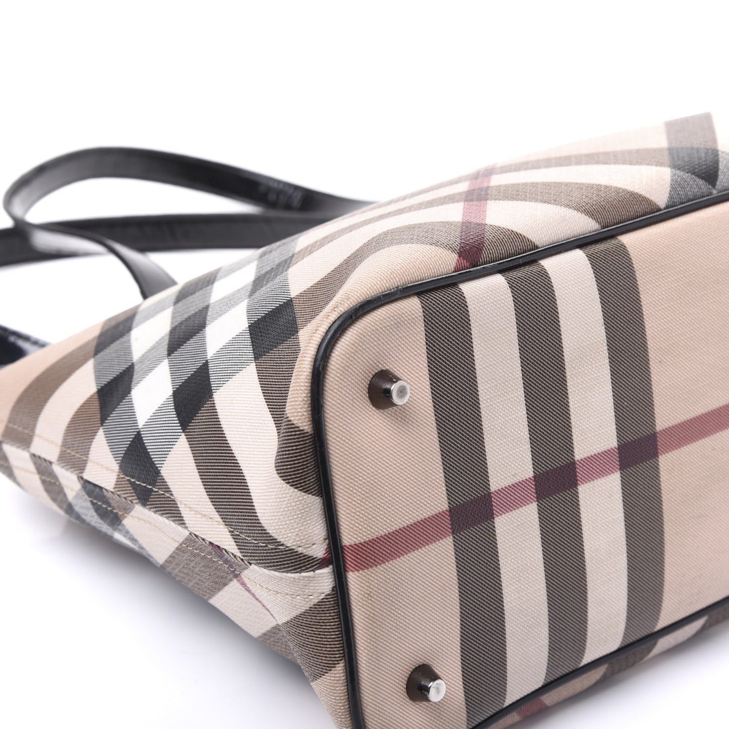 Patent Trim Nova Check Shopper Tote Black