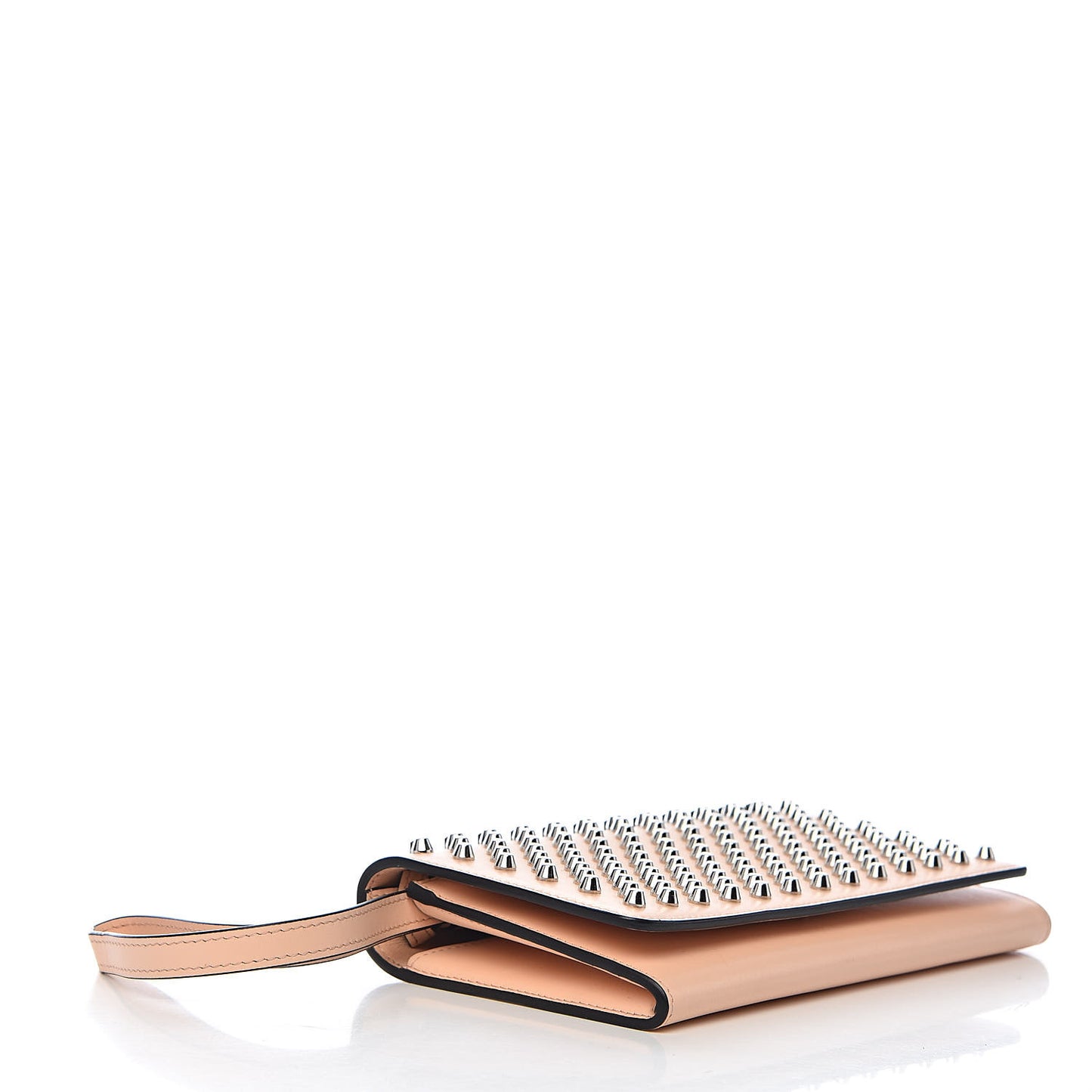 Calfskin Macaron Spiked Flap Wallet Beige