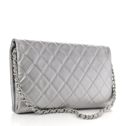 Chanel Metallic Lambskin Quilted Medium Leo Lion Flap Clutch Silver 2 of 12