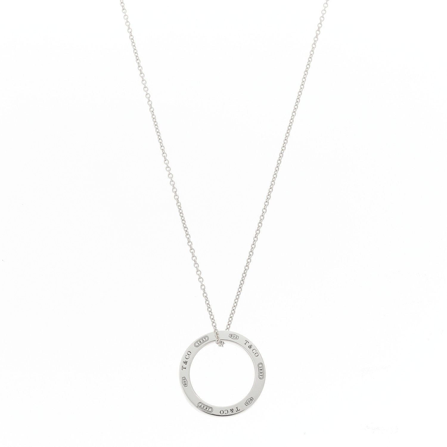 Tiffany Sterling Silver 1837 Circle Pendant Necklace 1 of 8
