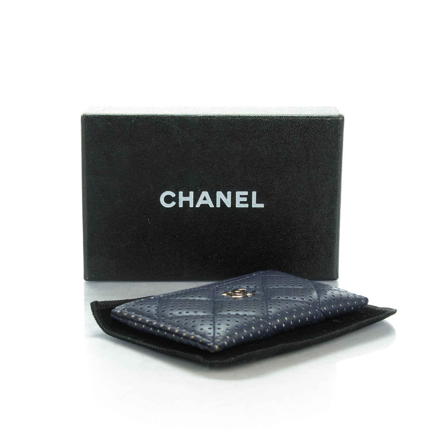 Chanel Perforated Lambskin Quilted Card Holder Blue 4 of 7