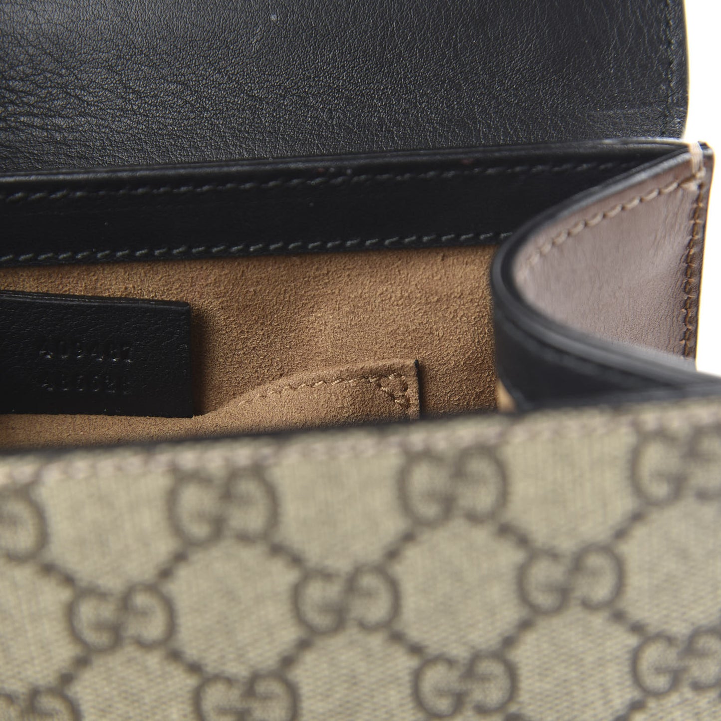 GG Supreme Monogram Calfskin Small Padlock Shoulder Bag Beige Black Cuir