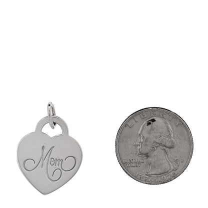 Tiffany Sterling Silver Mom Heart Tag Charm 2 of 4