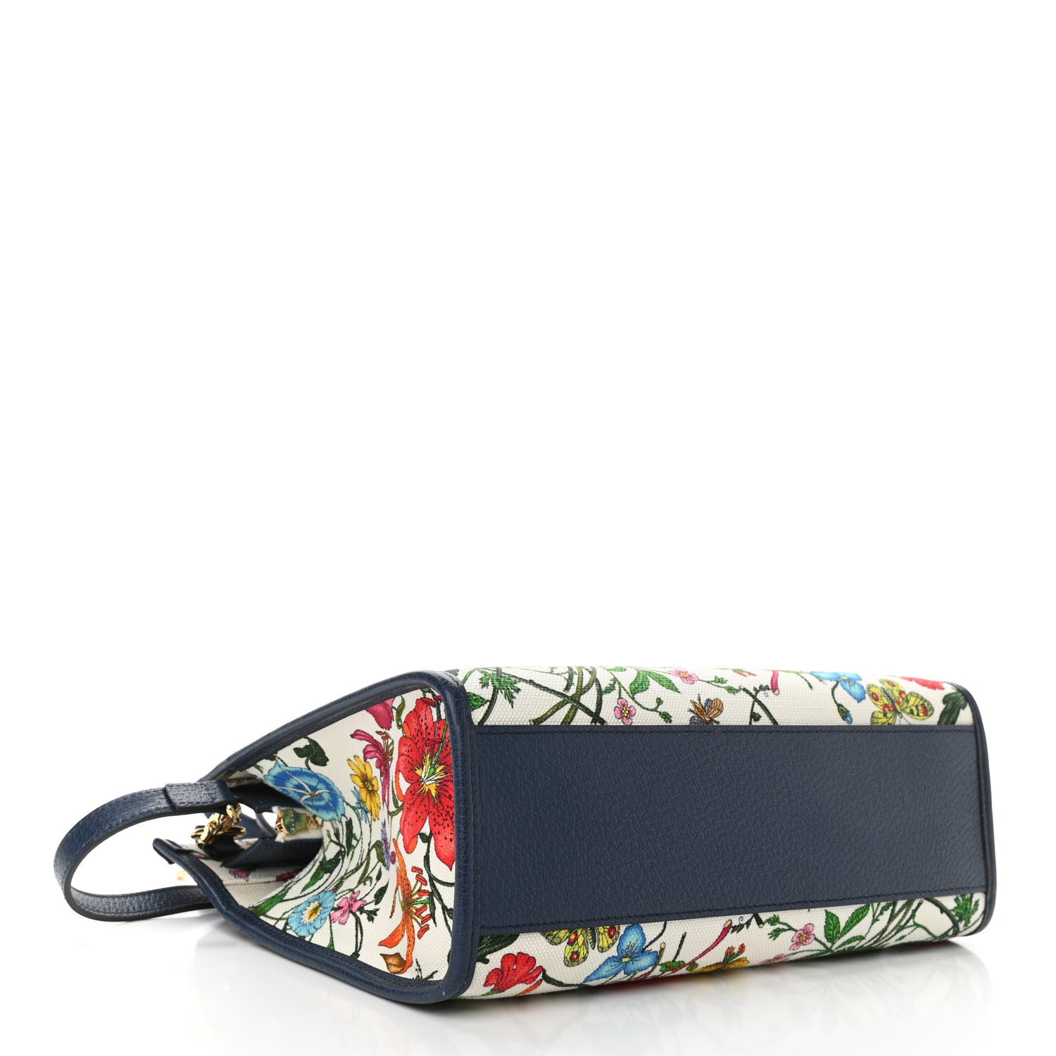 Gucci Canvas Medium Flora Tote White Multicolor Blue Agata 4 of 10