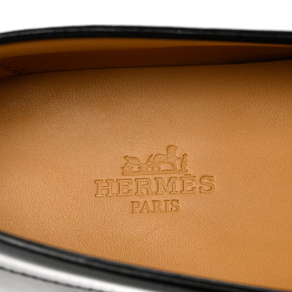 Hermes Glazed Calfskin Womens Hour Loafers 36 Black 7 of 9