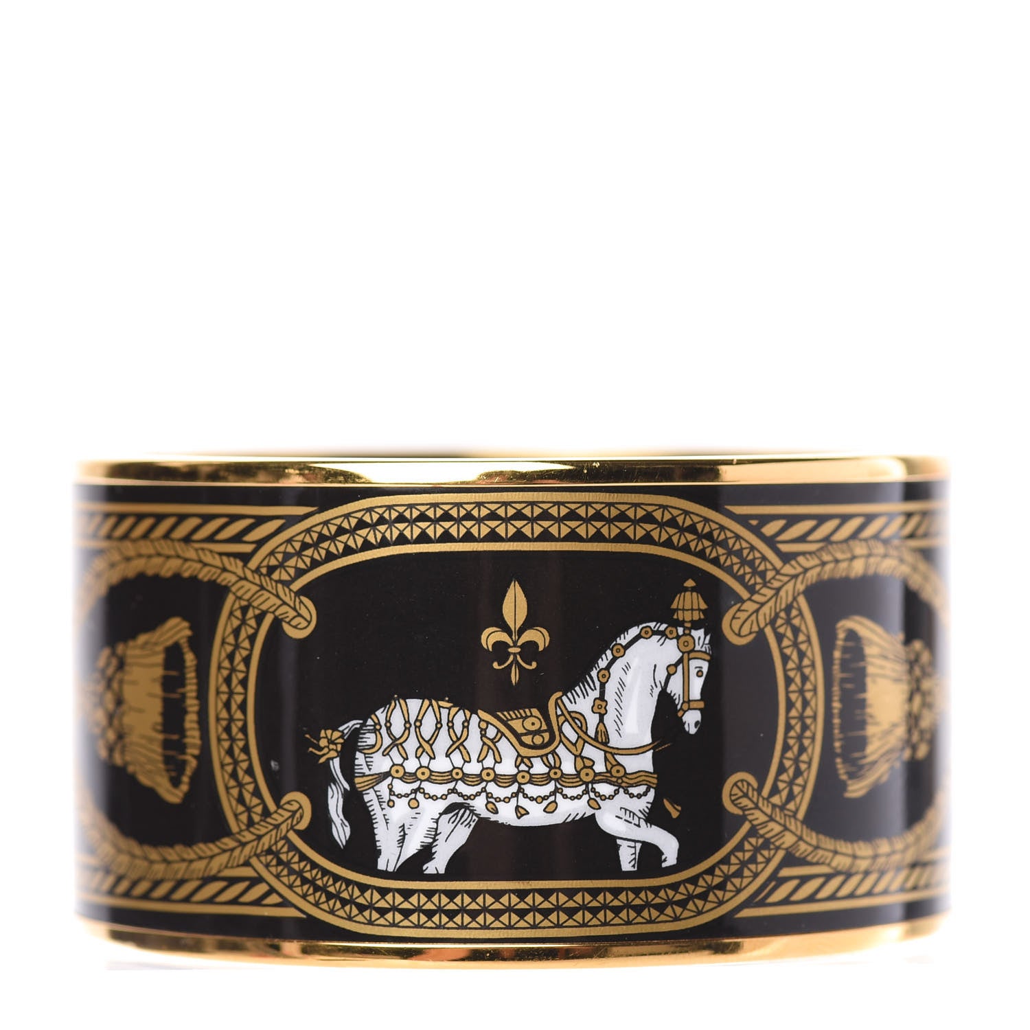 Hermes Enamel Printed Grand Apparat Extra Wide Bracelet 65 Black 3 of 7