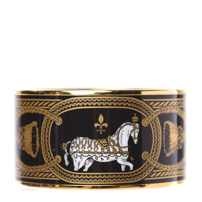 Hermes Enamel Printed Grand Apparat Extra Wide Bracelet 65 Black 3 of 7