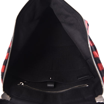 Loewe Wool Sheepsskin Goya Grid Backpack Scarlet Red Black 5 of 9