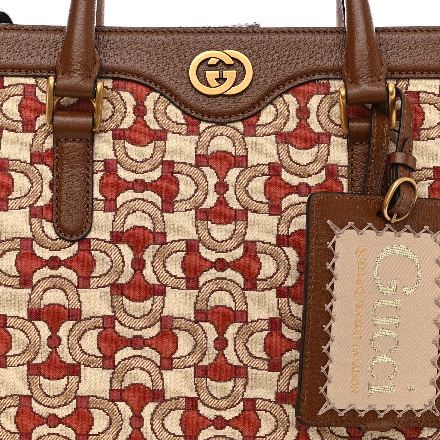 Gucci Jacquard Horsebit Textured Dollar Calfskin Interlocking G Tote Bag Multicolor 11 of 13