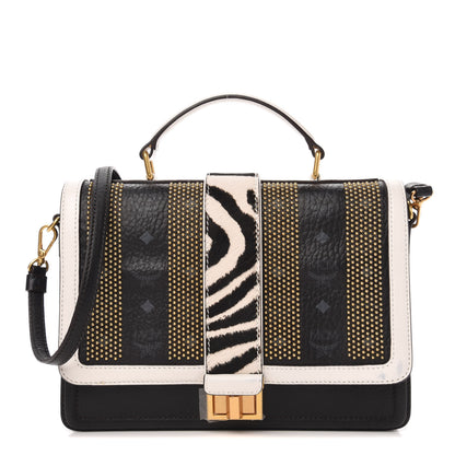 MCM Calf Hair Zebra Print Calfskin Visetos Little Veronika Satchel Black 1 of 10