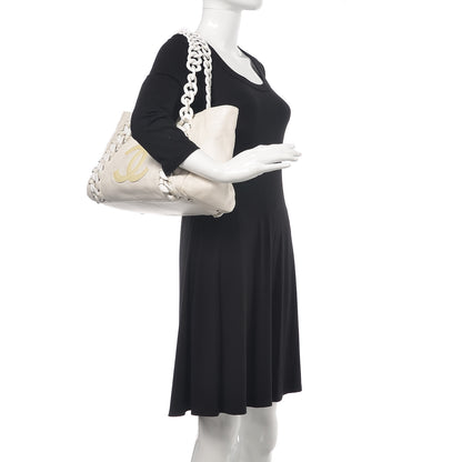 Chanel Calfskin Modern Chain Rhodoid East West Tote White 2 of 20