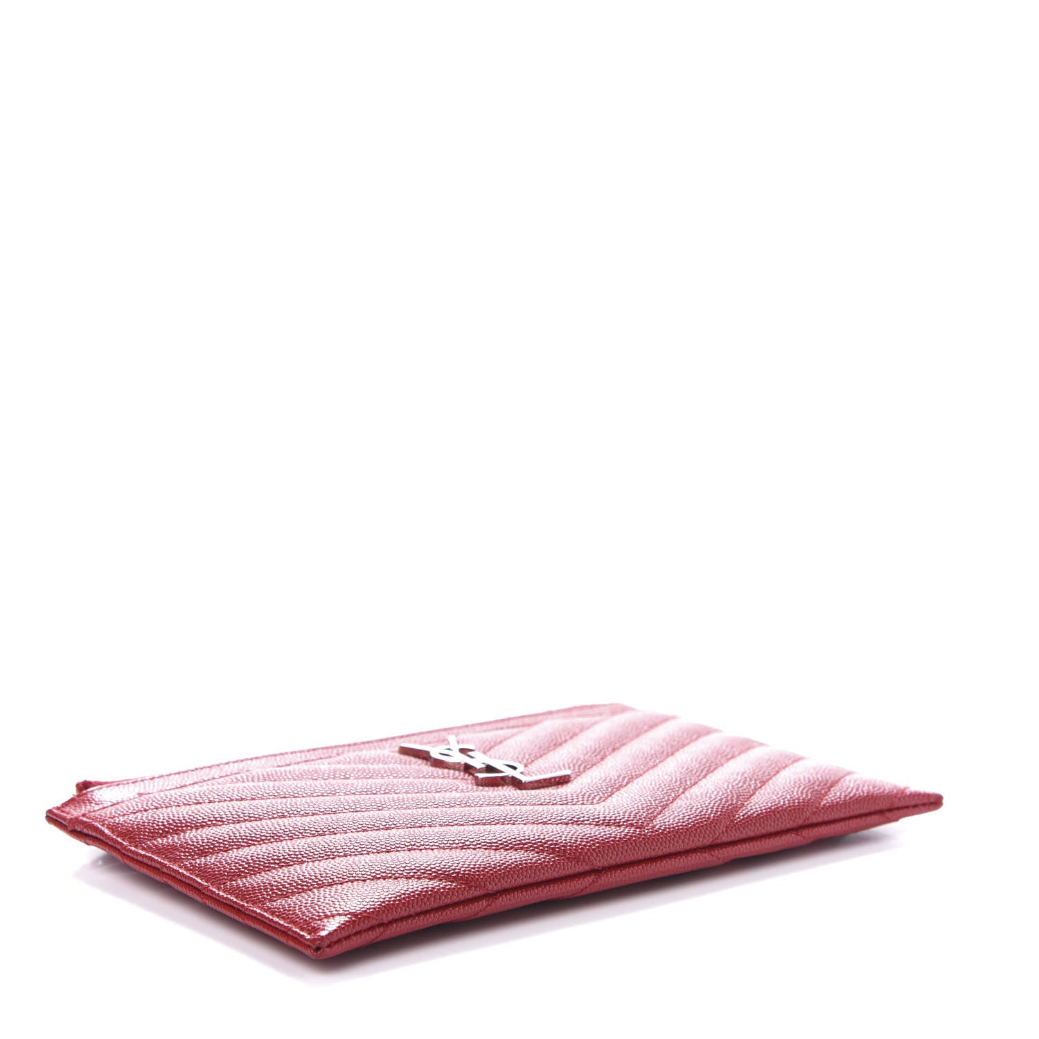 Saint Laurent Grain De Poudre Chevron Monogram Bill Pouch Rouge Eros 4 of 10