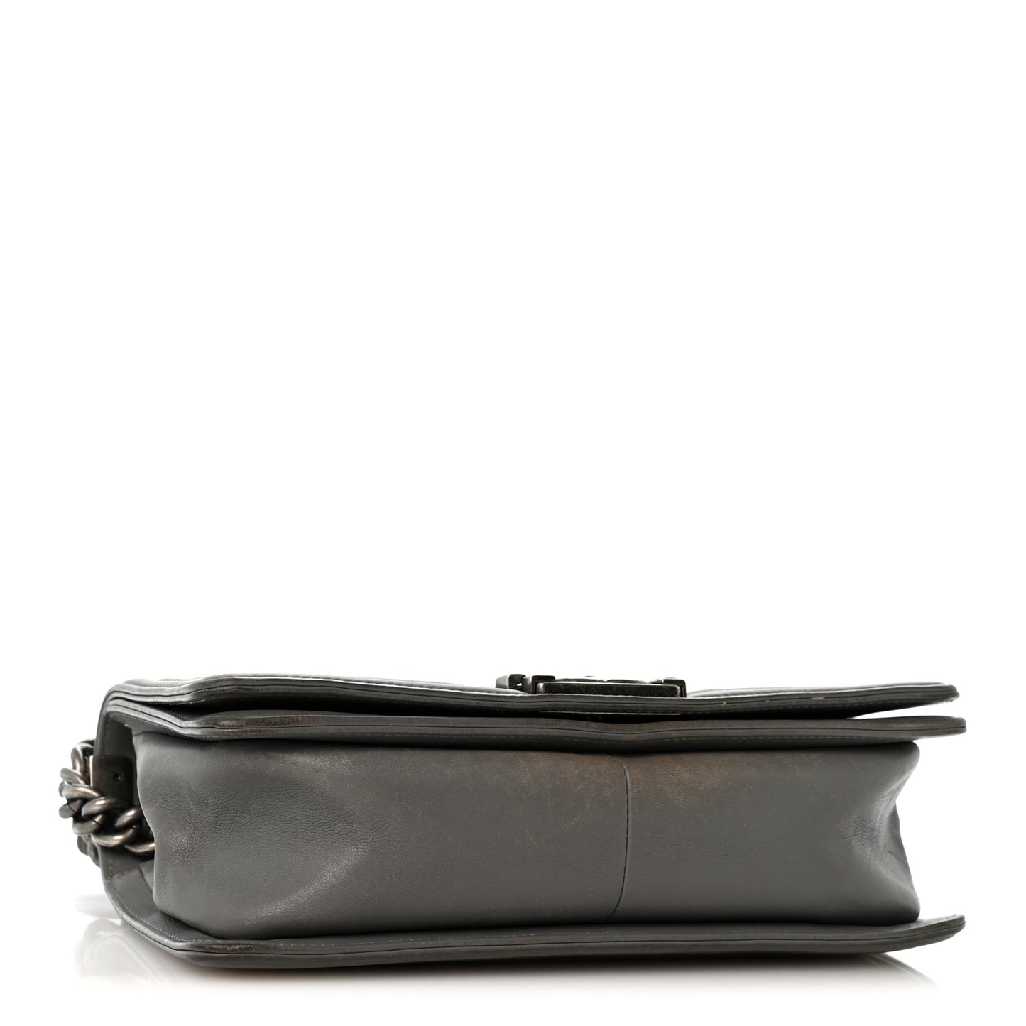 Lambskin Chevron Quilted Medium Boy Flap Grey