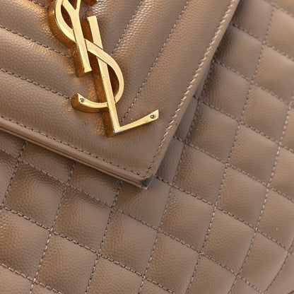 Saint Laurent Grain De Poudre Textured Mixed Matelasse Triquilt Large Monogram Satchel Cork 12 of 14