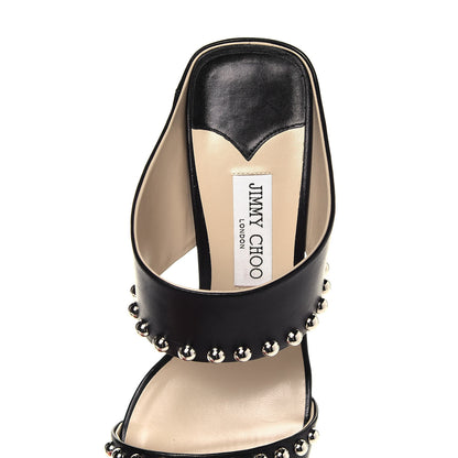 Jimmy Choo Calfskin Matty 85 Studded Mule Sandals 41 Black 7 of 8