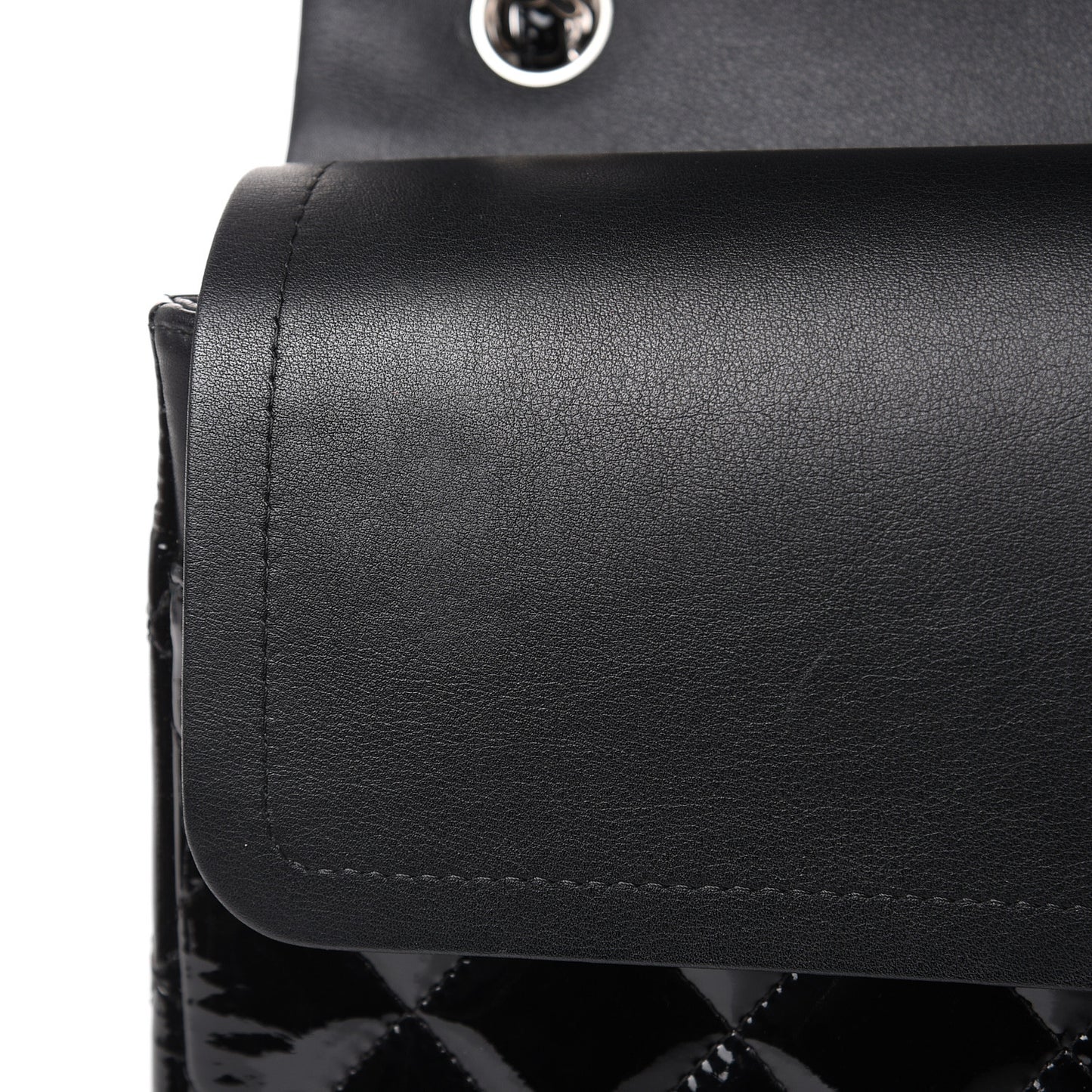 Patent Quilted Jumbo Double Flap Black
