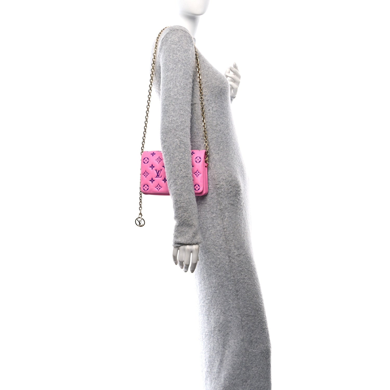 Louis Vuitton Lambskin Embossed Monogram Vuittamins Pochette Coussin Rose Violet 2 of 10
