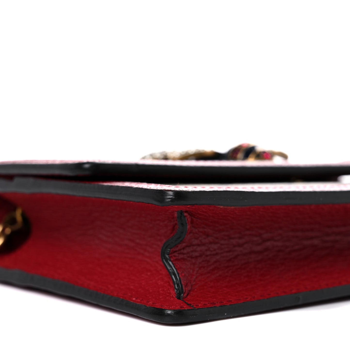 GG Supreme Monogram Web Queen Margaret Chain Wallet Red
