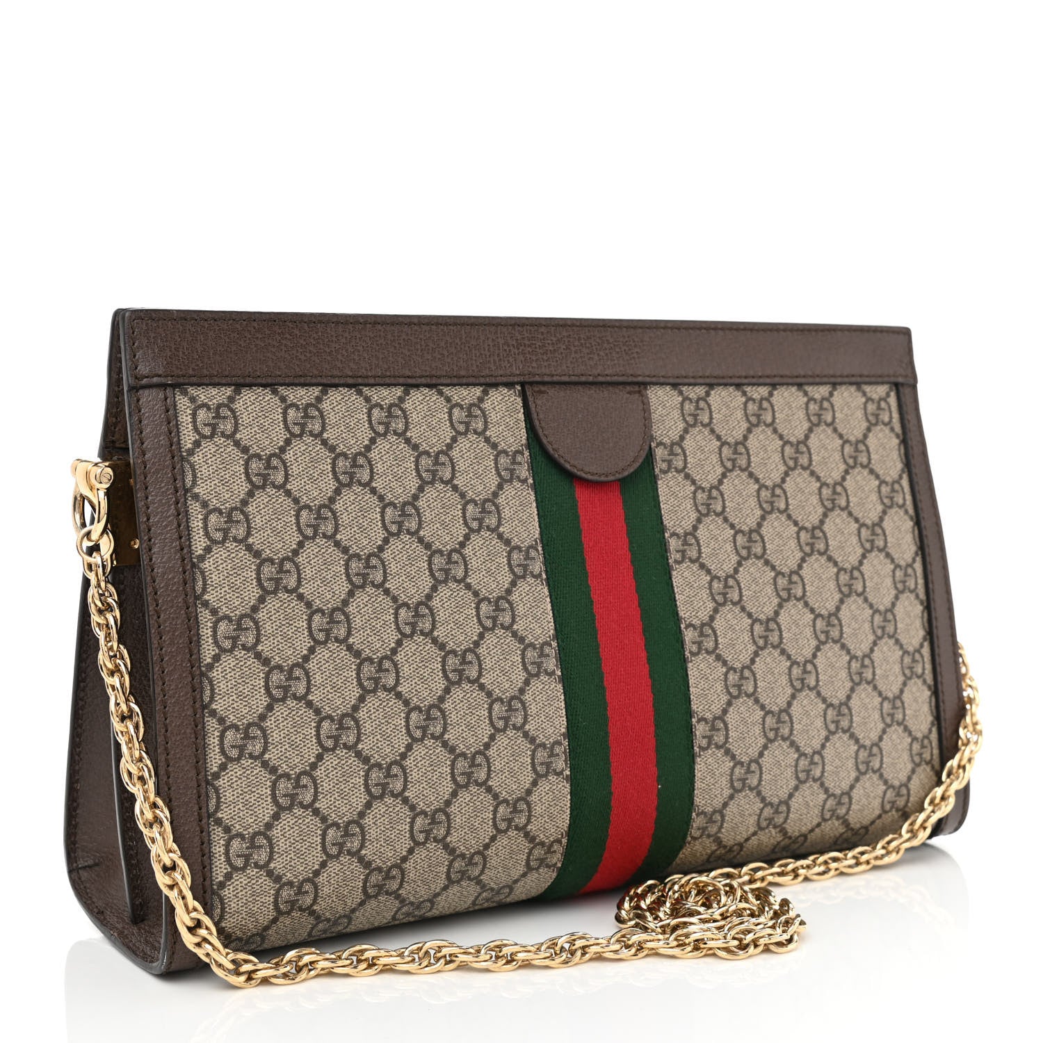 Gucci GG Supreme Monogram Web Medium Ophidia Chain Shoulder Bag Brown 3 of 8