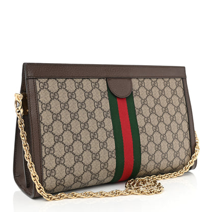 Gucci GG Supreme Monogram Web Medium Ophidia Chain Shoulder Bag Brown 3 of 8