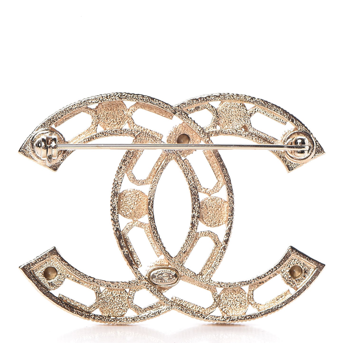 Pearl Crystal CC Brooch Gold Grey