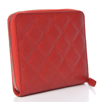 Chanel Caviar Quilted Compact Zip Wallet Red 3 of 9